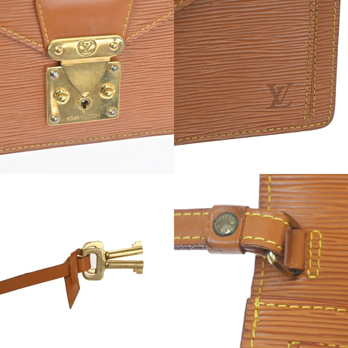 LOUIS VUITTON Sellier Dragonne Clutch Hand Bag Epi Leather Gold M52618 05TA594