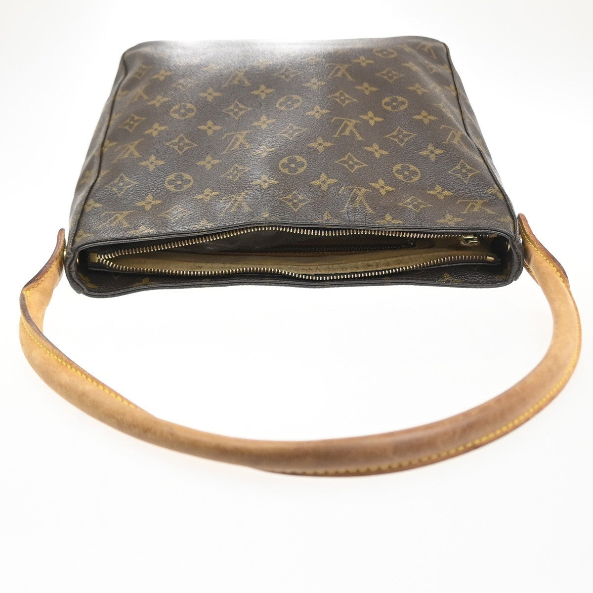 LOUIS VUITTON Logo Looping GM Shoulder Bag Monogram Leather Brown M51145 88YH944