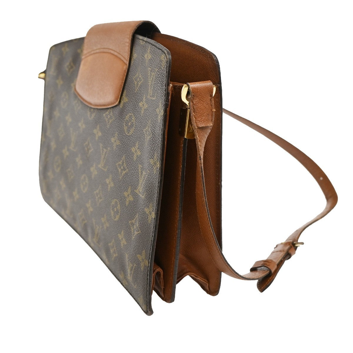 LOUIS VUITTON Courcelles Shoulder Bag Monogram Leather Brown M51375 30KB628
