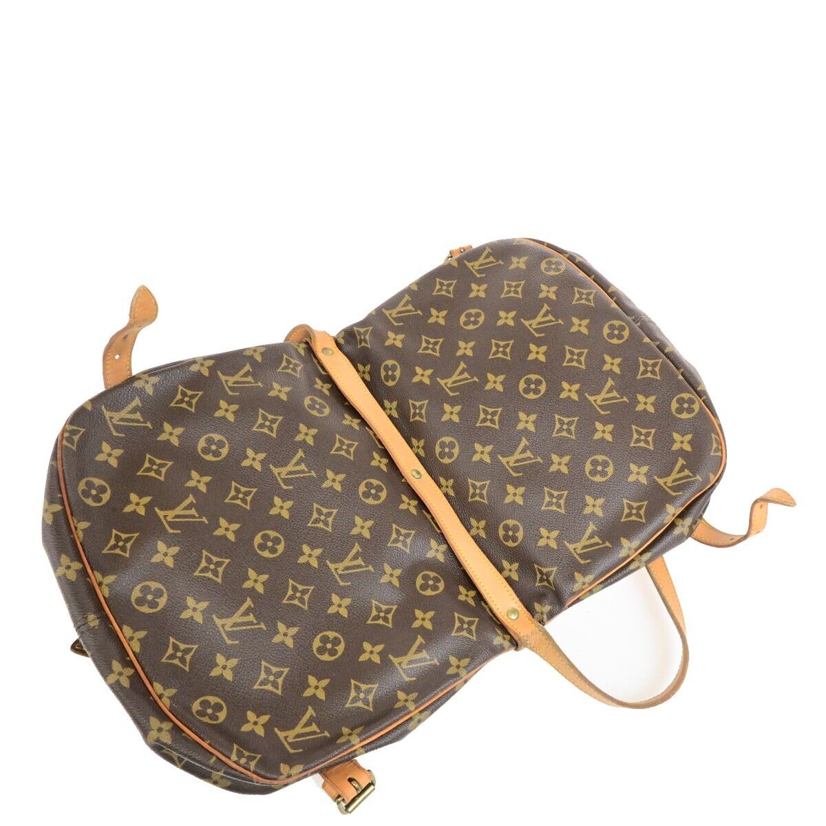 LOUIS VUITTON Logo Saumur 30 Shoulder Bag Monogram Leather Brown M42256 31EE059