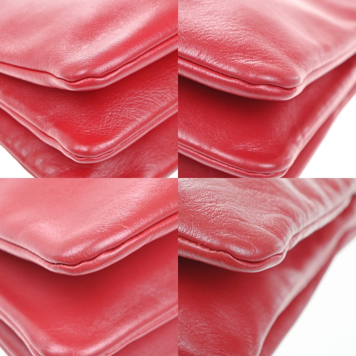 CELINE Logo Trio Small Crossbody Shoulder Bag Leather Red Italy GHW 32MA305