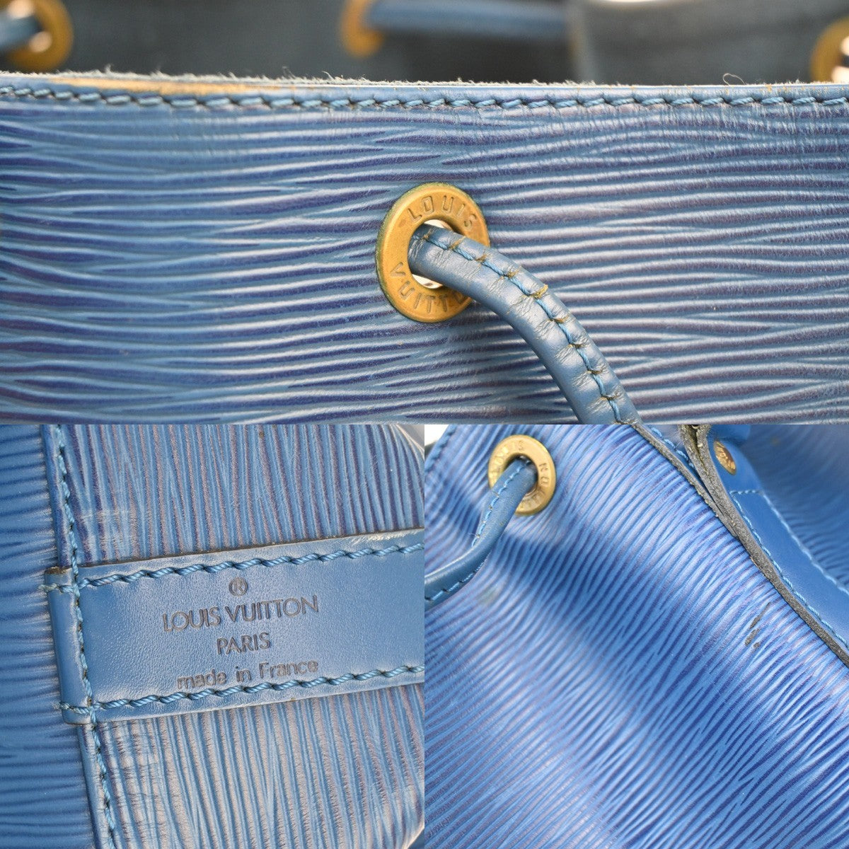 LOUIS VUITTON Petit Noe Drawstring Shoulder Bag Epi Leather Blue M44105 36EF305