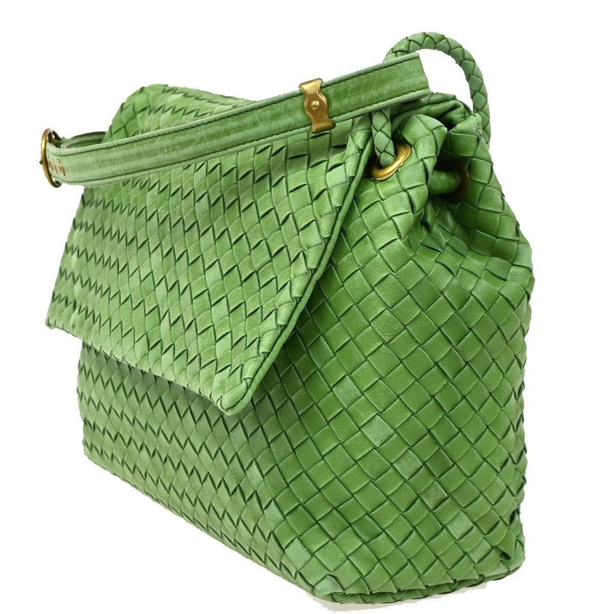 BOTTEGA VENETA Logo Nappa Intrecciato Shoulder Bag Leather Green Italy 11RL624