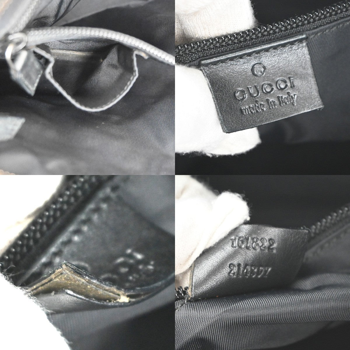 GUCCI Guccissima GG Crossbody Shoulder Bag Leather Canvas Black SHW 33KD071