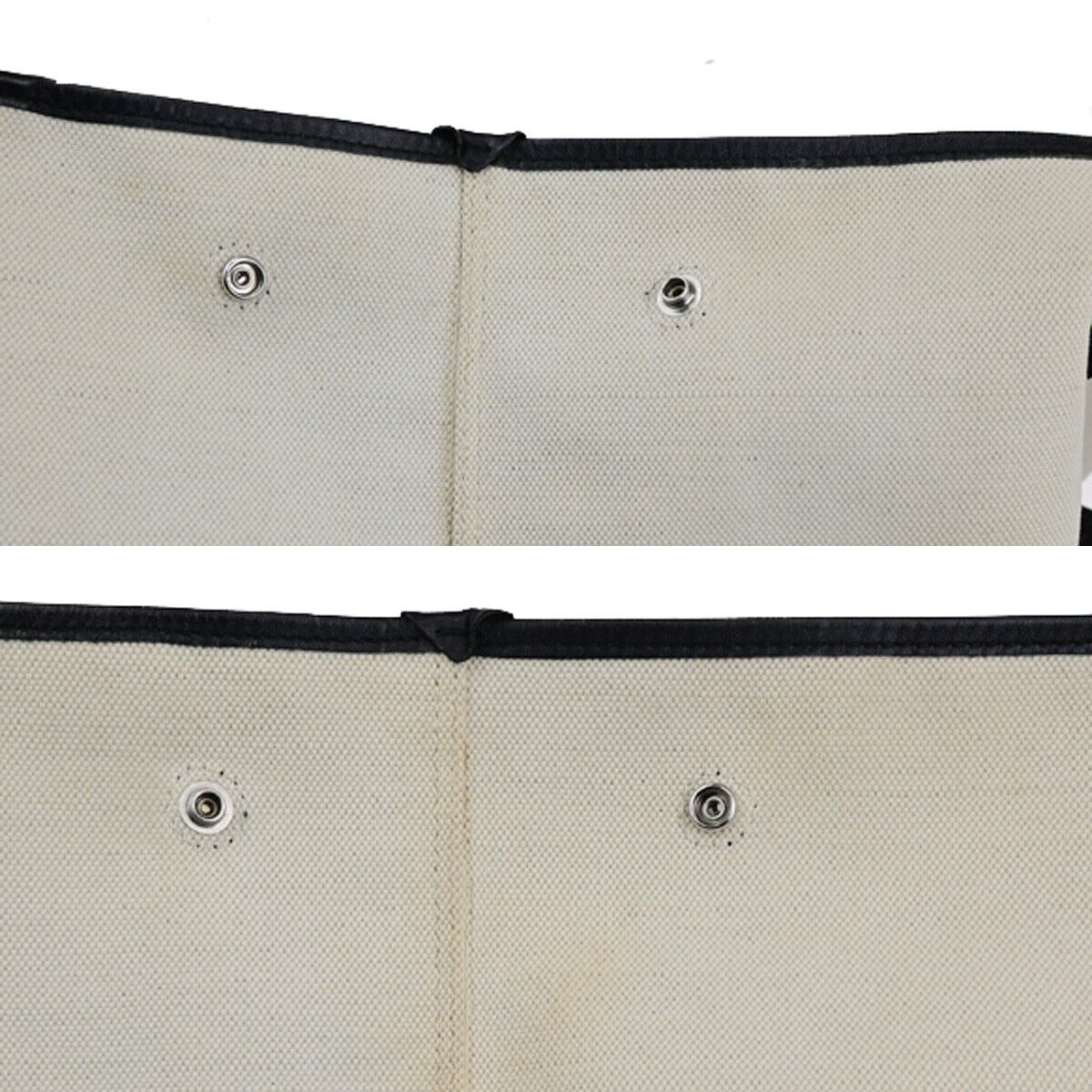 BALENCIAGA Navy Cabas M Shoulder Hand Bag Canvas Leather Ivory Black 37FB060