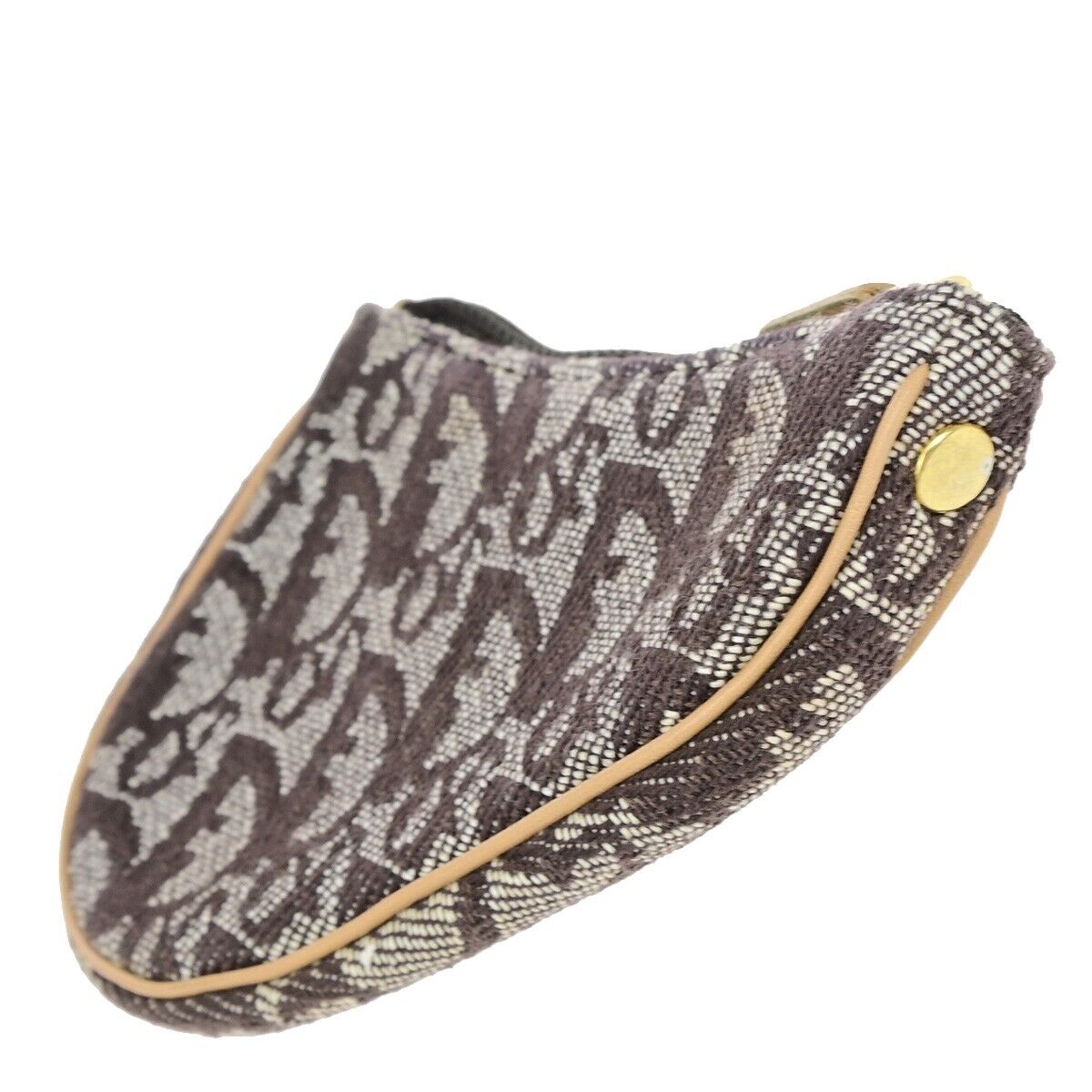 CHRISTIAN DIOR Trotter Saddle Coin Case Wallet Canvas Leather Brown GHW 36HB973