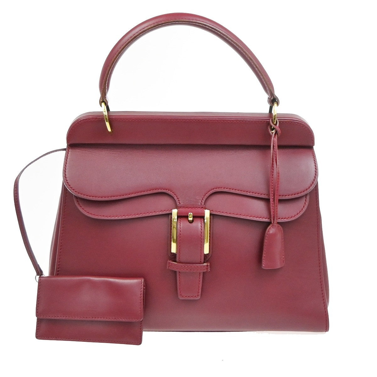 GUCCI Logo Top Handle Shoulder Hand Bag Leather Red GHW Italy 70KC634