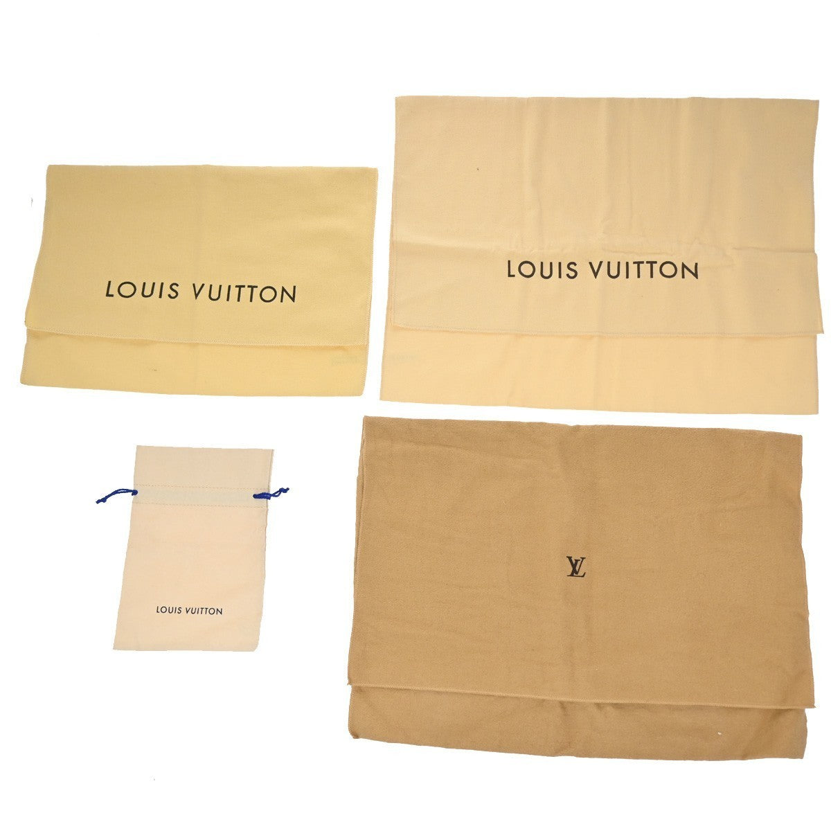 LOUIS VUITTON Logo 10 Set Dust Bag Drawstring Canvas Cotton Beige Brown 09KB124