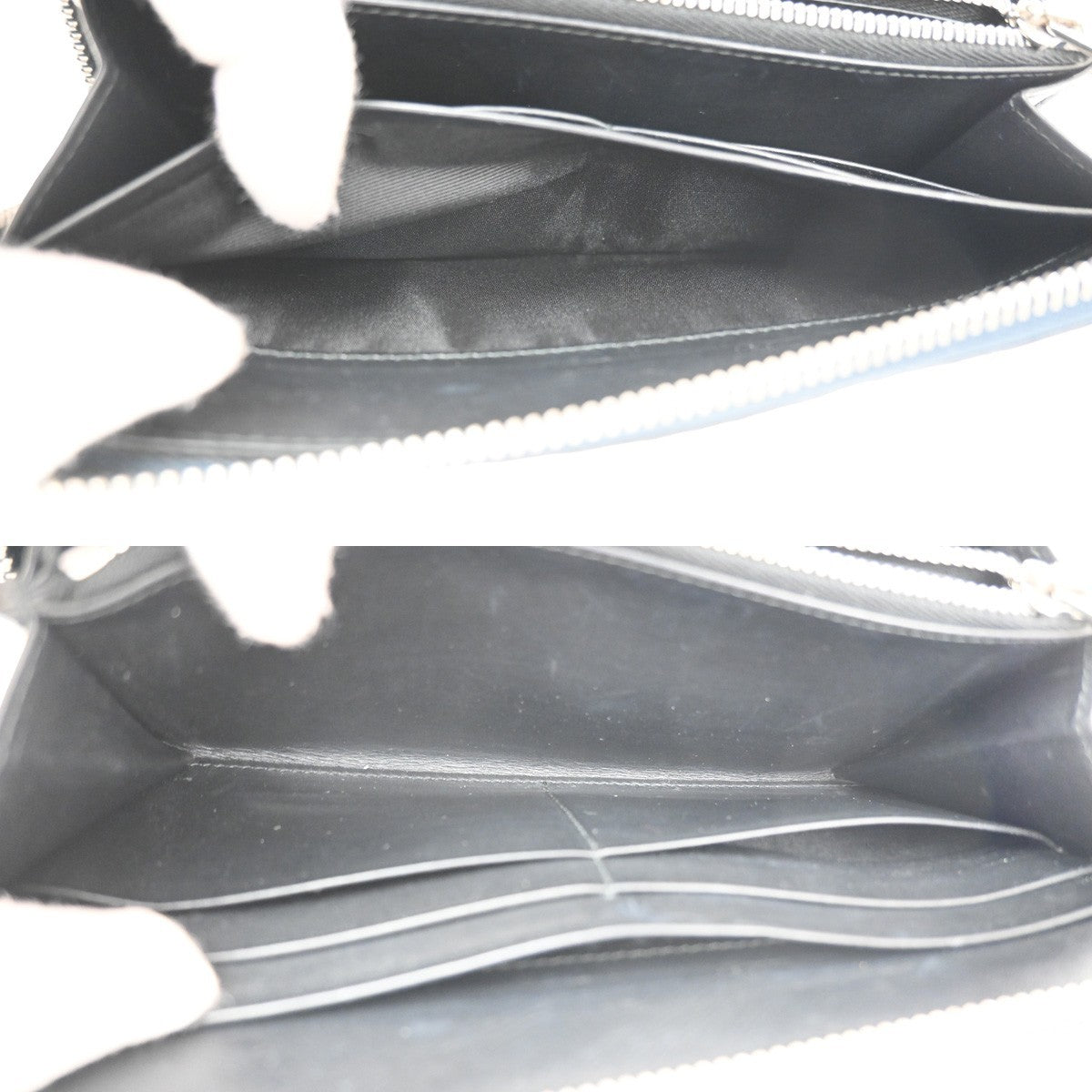 LOEWE Logo Anagram Repeat Long Zipper Wallet Embossed Leather Blue Navy 61KD063
