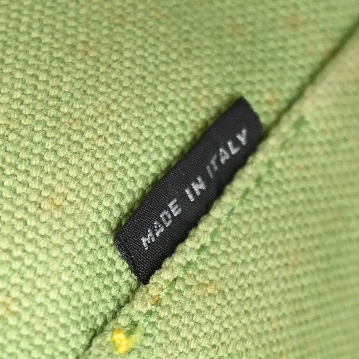 PRADA Milano Logo CANAPA Tote Hand Bag Denim Leather Green Gold Italy 32CA995