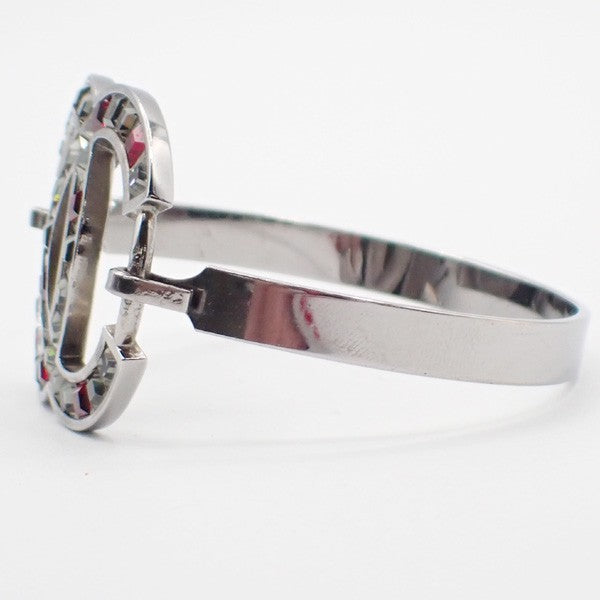 CHANEL CC Logo Rhinestone Bangle Bracelet 05P SHW Vintage Accessory 76RL875