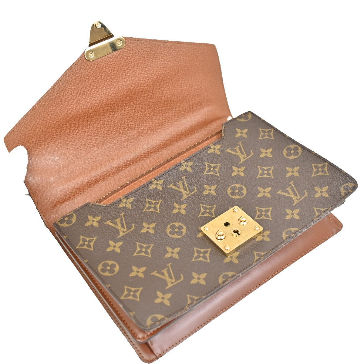 LOUIS VUITTON Concorde Hand Bag Monogram Leather Brown France M51190 70DA219