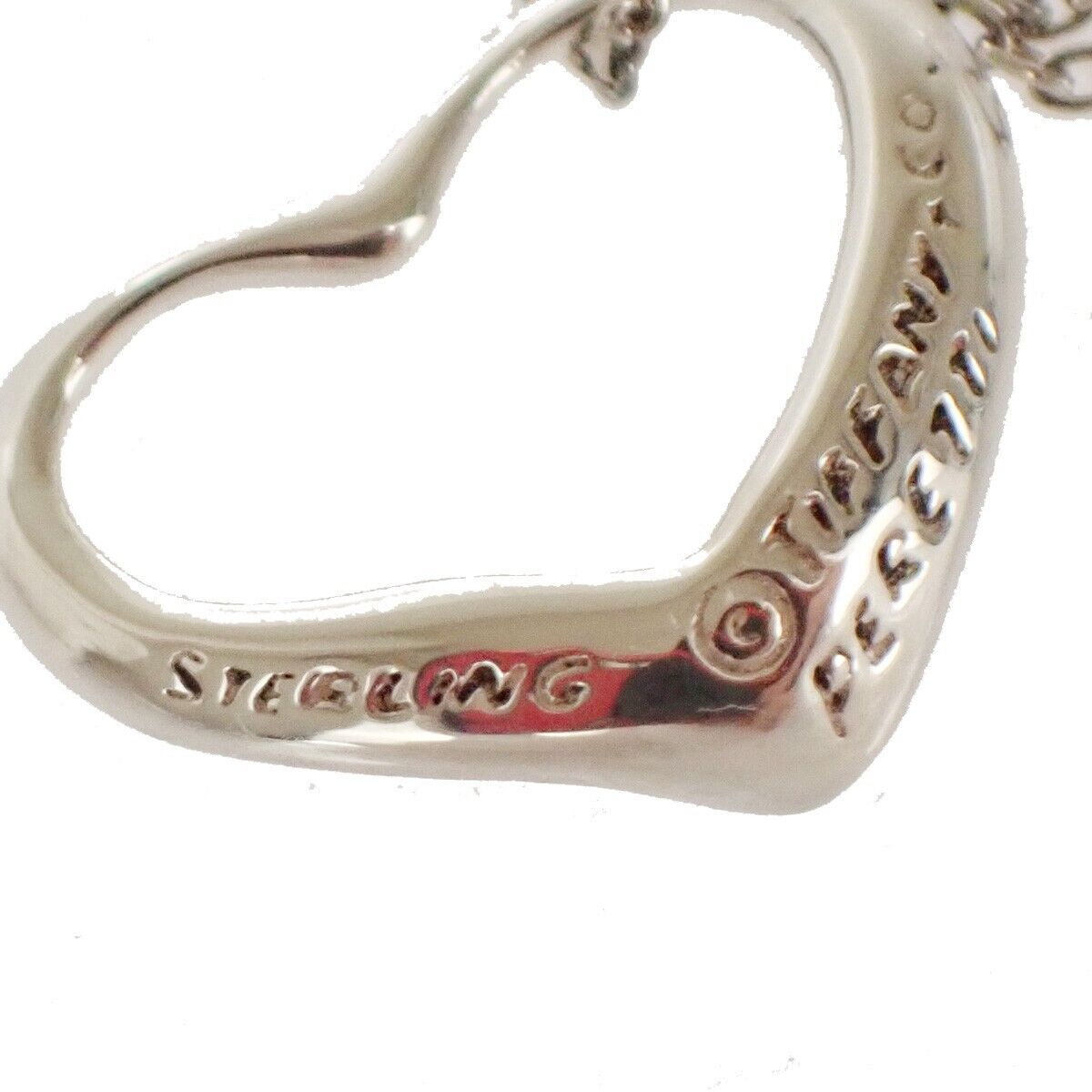 TIFFANY & CO. Open Heart 16mm Elsa Peretti Chain Necklace Silver 925 09MZ887
