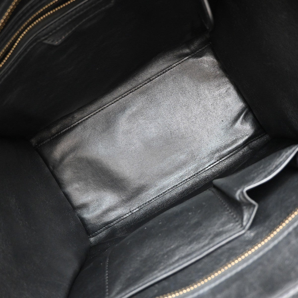 CELINE Logo Luggage Phantom Large Hand Tote Bag Leather Black Italy 667RF549