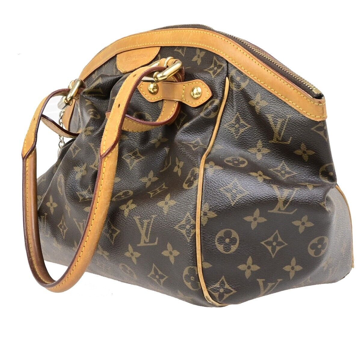 LOUIS VUITTON LV Tivoli GM Shoulder Bag Monogram Leather Brown M40144 34ED314