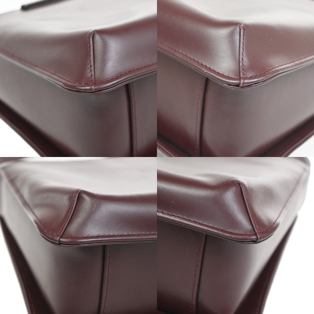 GIVENCHY Logo Top Handle Hand Bag Leather Canvas Burgundy 05KC527