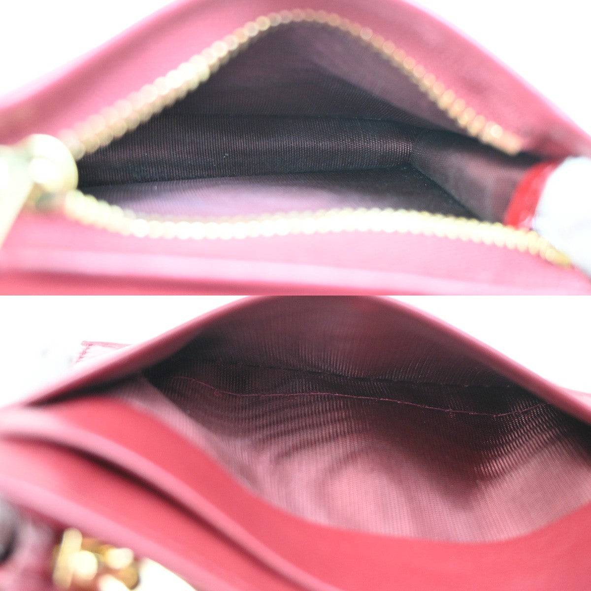 CHRISTIAN DIOR Cannage Mini Lady Dior Gardenia Wallet Patent Leather Red 80RL584