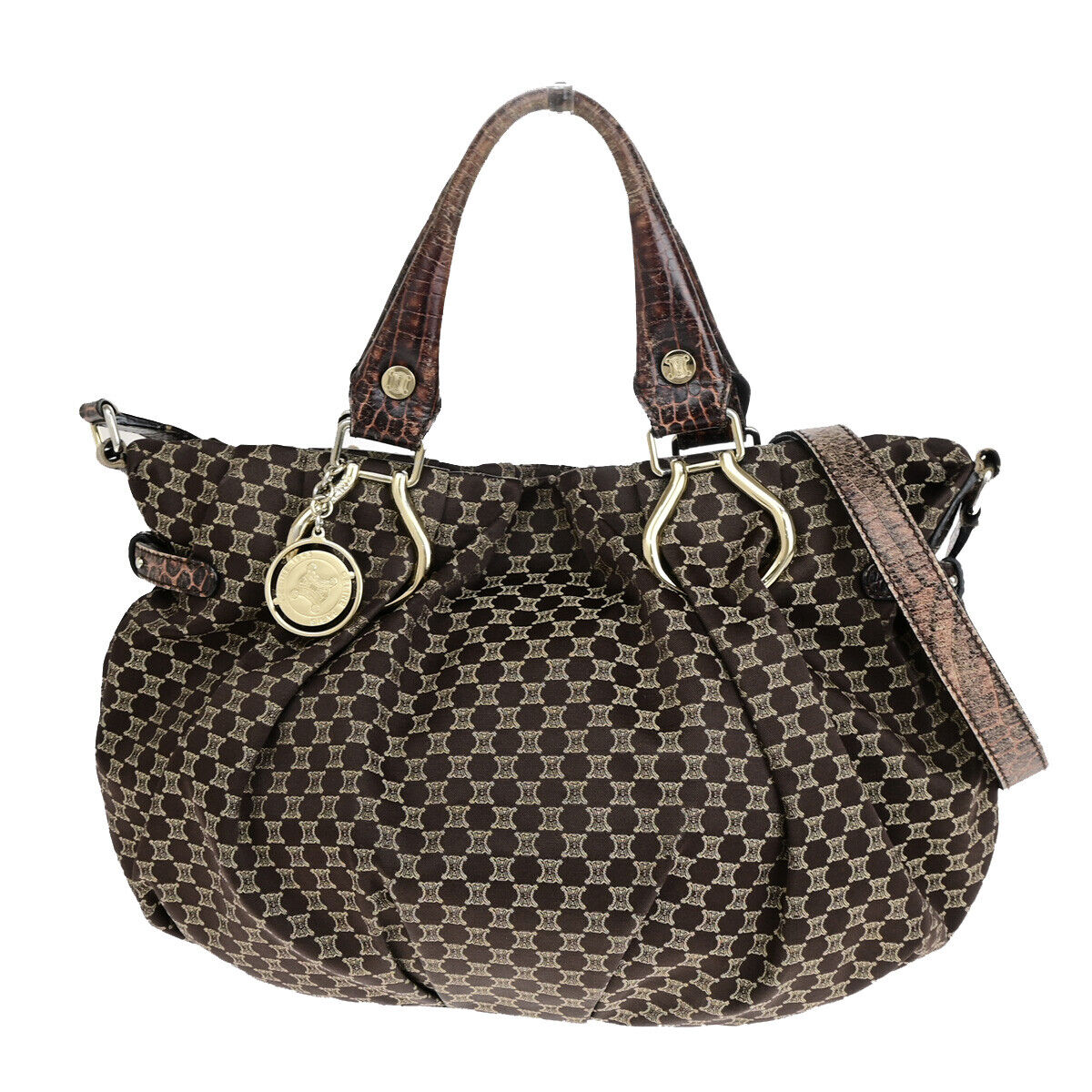 CELINE Macadam 2Way Shoulder Tote Bag Canvas Embossing Leather BN GHW 62YF649