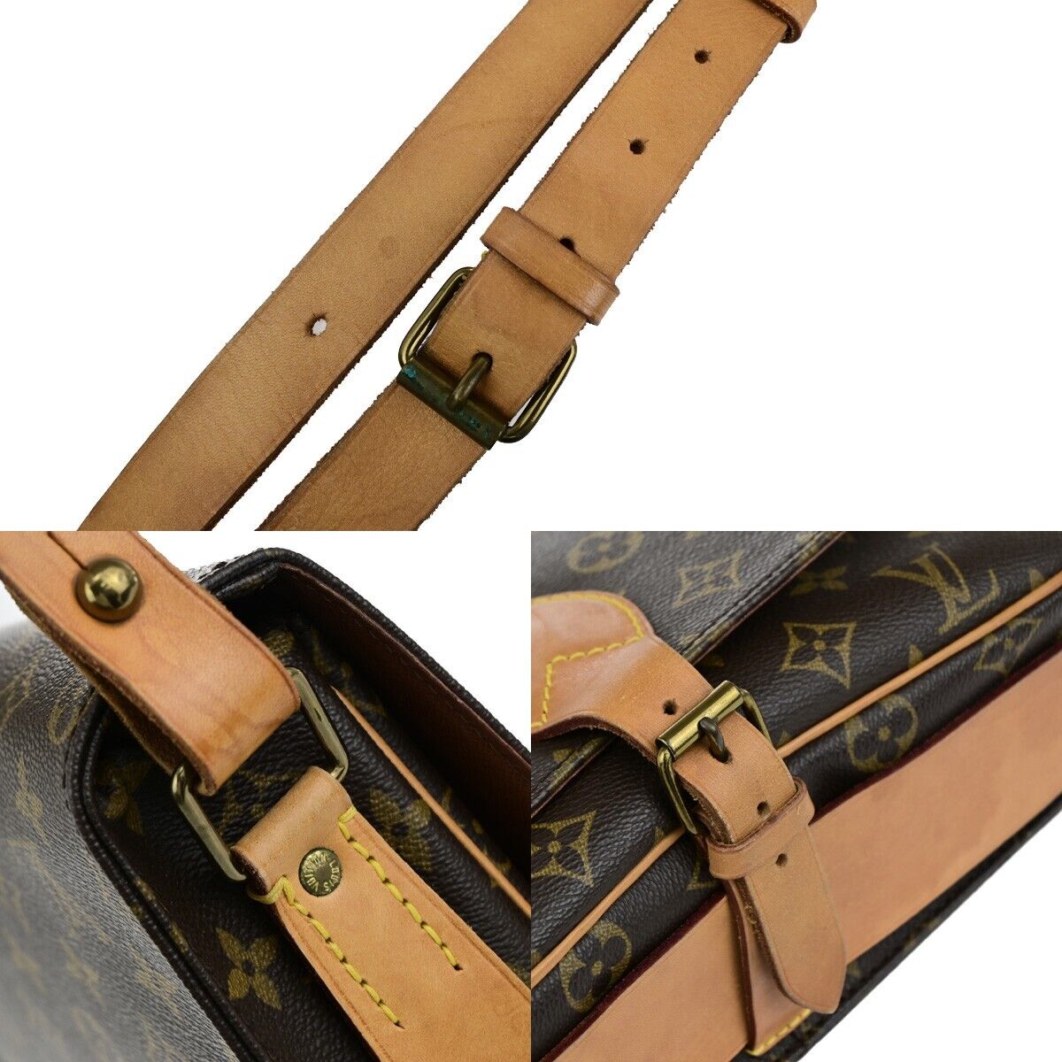 LOUIS VUITTON Cartouchiere GM Shoulder Bag Monogram Leather Brown M51252 78EC998