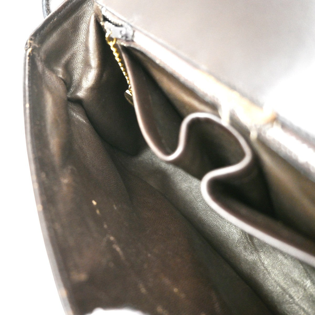 CELINE Horse Carriage Logo Shoulder Bag Leather Brown Gold 32KP193