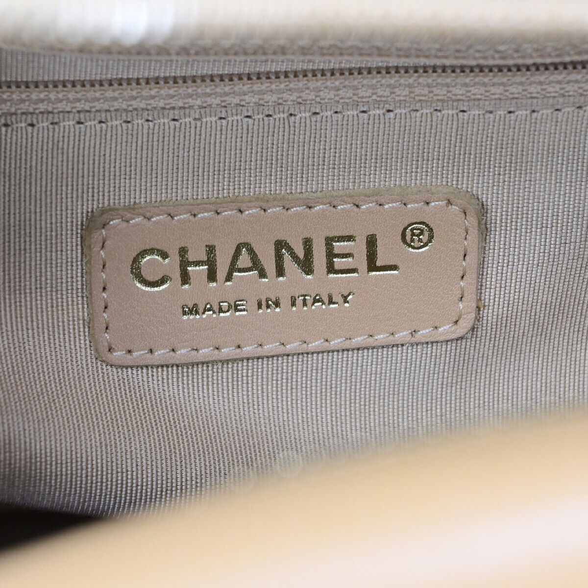 CHANEL CC Logo Matelasse Travel Hand Bag Caviar Skin Leather Beige GHW 307RJ952