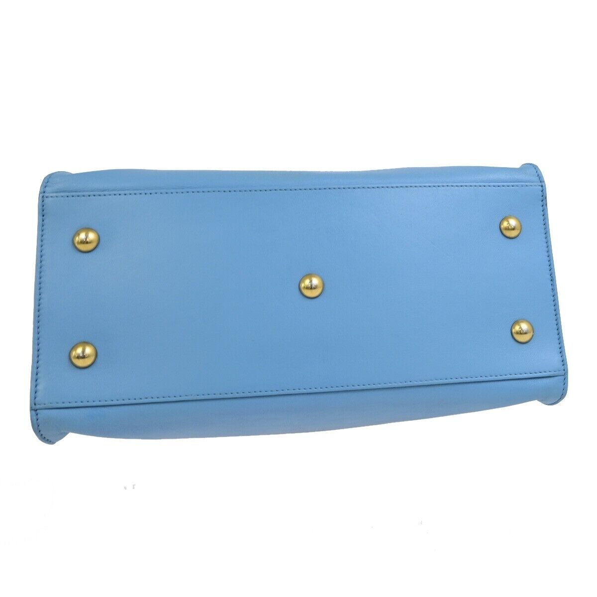 SAINT LAURENT  Logo Classic Y Cabas 2 Way Hand Bag Leather Blue Gold 79FB398