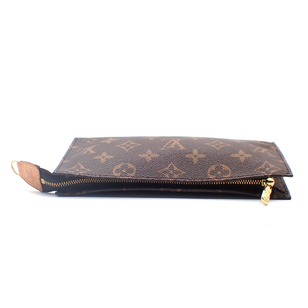 LOUIS VUITTON LV Logo Bucket GM Pouch Bag Monogram Leather Brown Gold 05KC807
