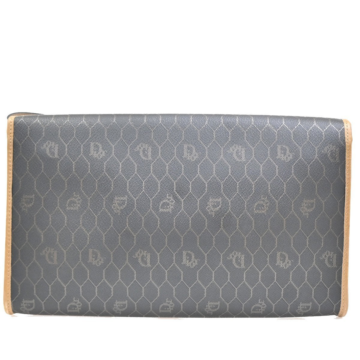 CHRISTIAN DIOR Honeycomb Chain Shoulder Bag PVC Leather Brown Gray GHW 39EG208