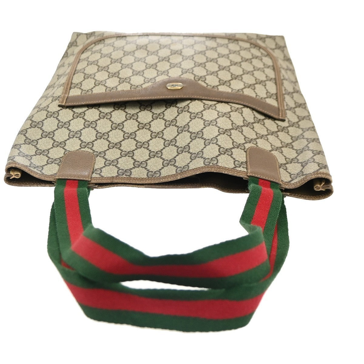 GUCCI Logo GG Sherry Line Shoulder Tote Hand Bag PVC Leather Beige Italy 61MA457