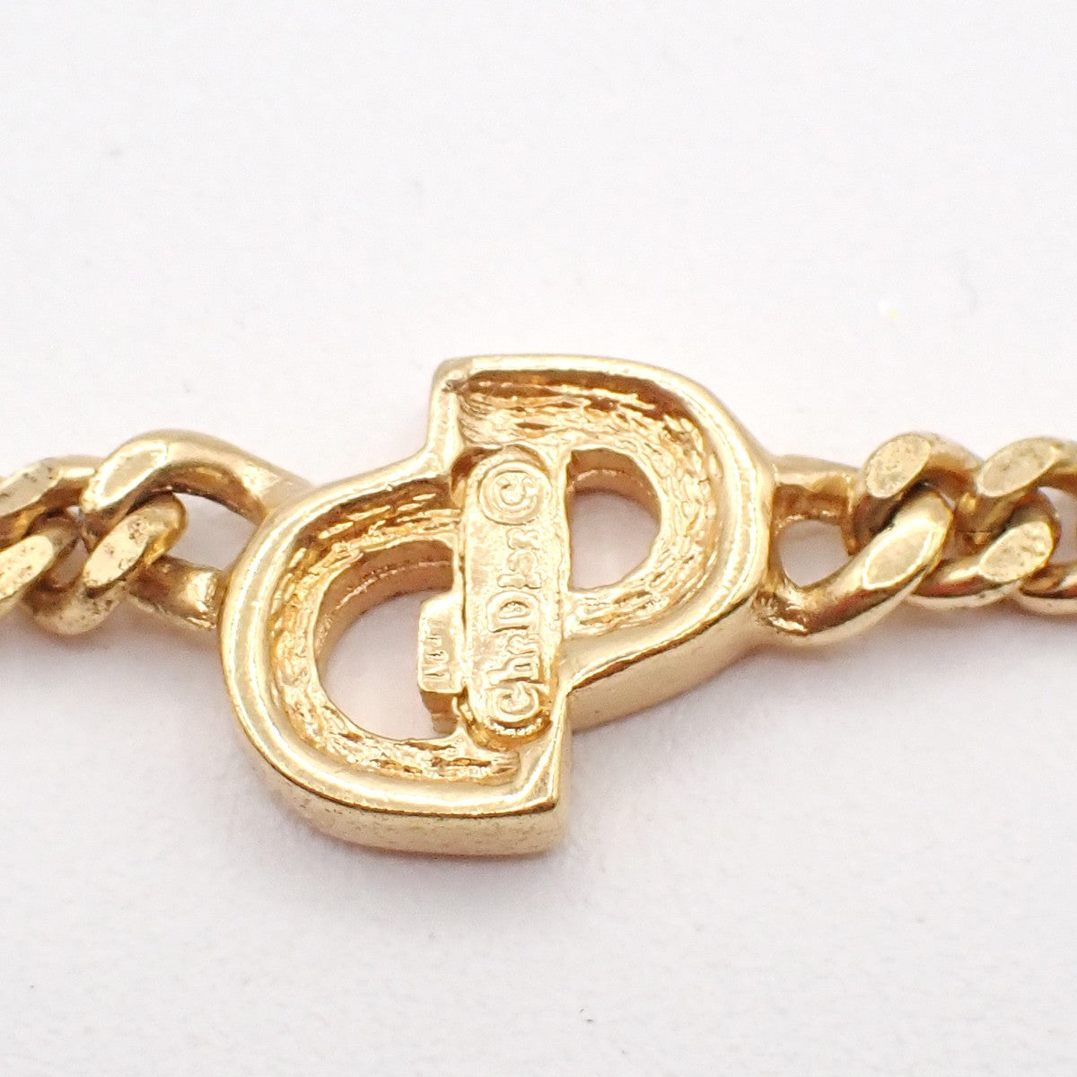 CHRISTIAN DIOR  CD Logo Chain Pendant Necklace Gold Germany 05RL903