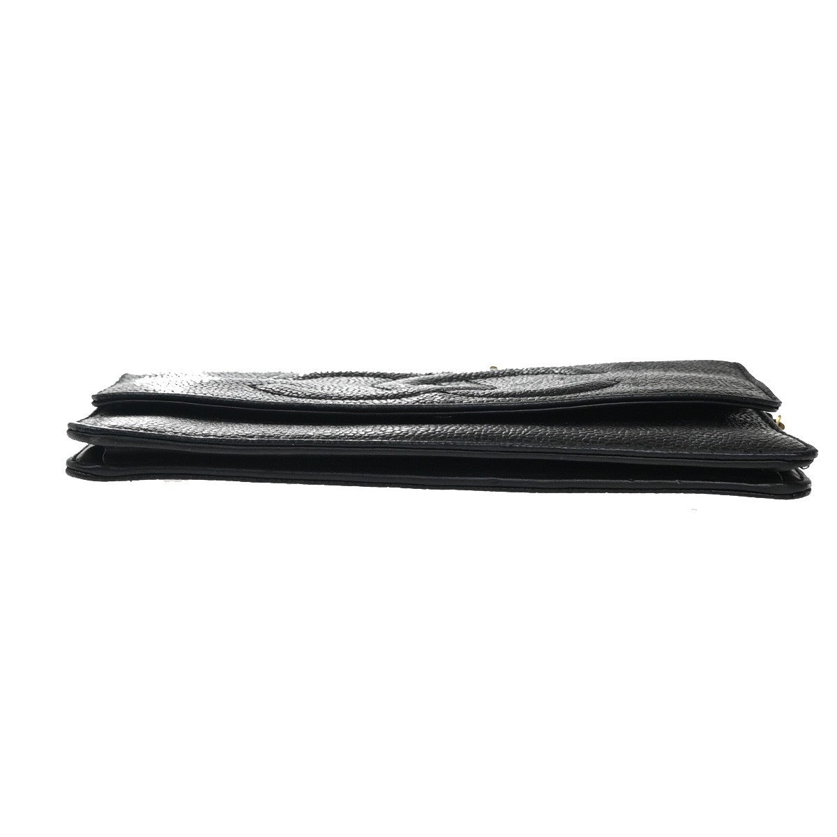 CHANEL Chain Shoulder Bag Wallet Grained Calfskin Leather Black Vintage 691RP061