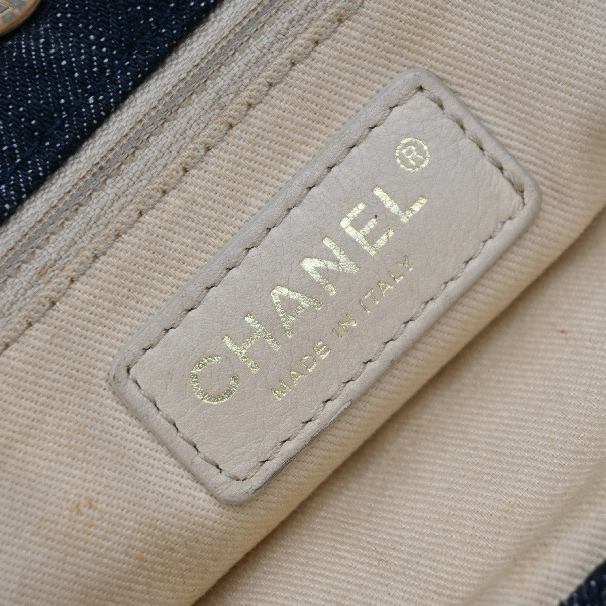 CHANEL CC Denim Night Flight Chain Shoulder Tote Bag Canvas Leather BE 110RP173