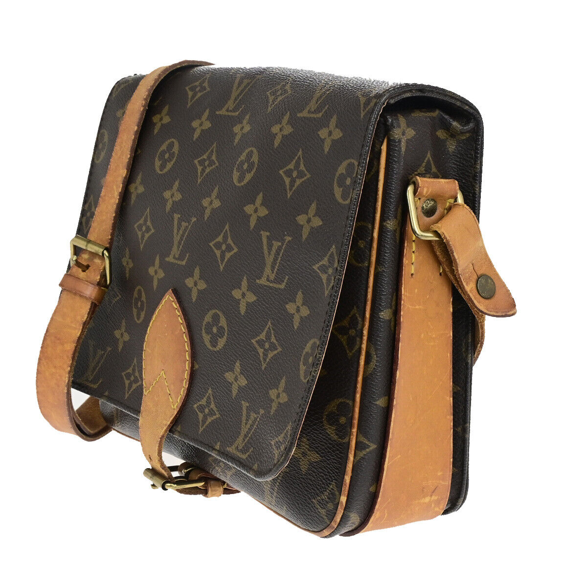LOUIS VUITTON Cartouchiere GM Shoulder Bag Monogram Leather Brown M51252 61SJ405
