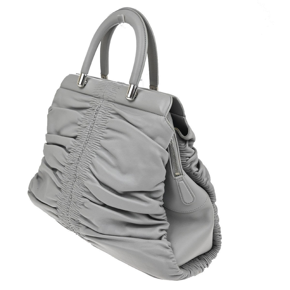 CHRISTIAN DIOR CD LOGO Karenina Hand Bag Leather Gray Italy 72KC914