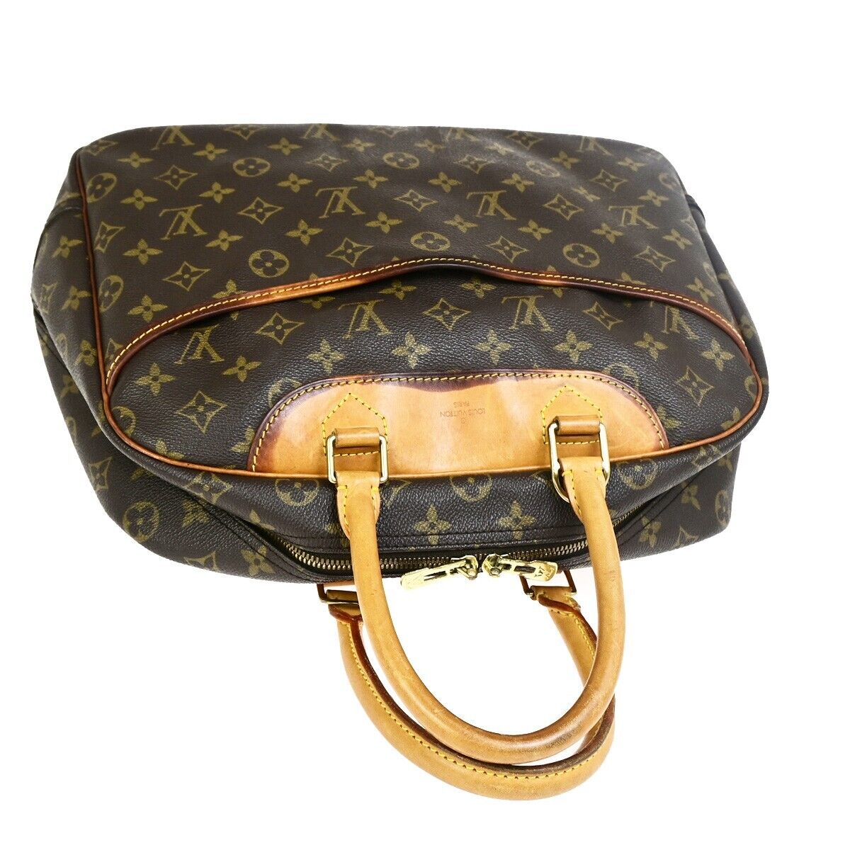 LOUIS VUITTON LV Logo Deauville Hand Bag Monogram Leather Brown M47270 37FB206