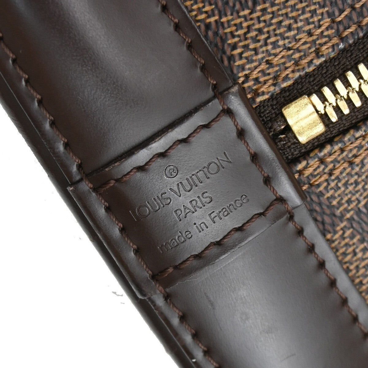 LOUIS VUITTON LV Logo Alma Hand Bag Damier Ebene Leather Brown N51131 70EE445