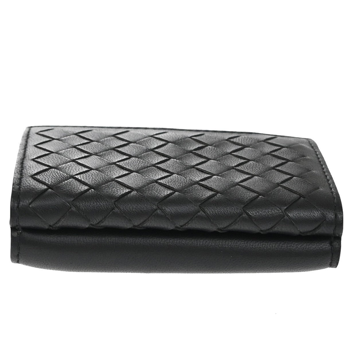 BOTTEGA VENETA INTRECCIATO Trifold Compact Wallet Leather Black Italy 31KP054