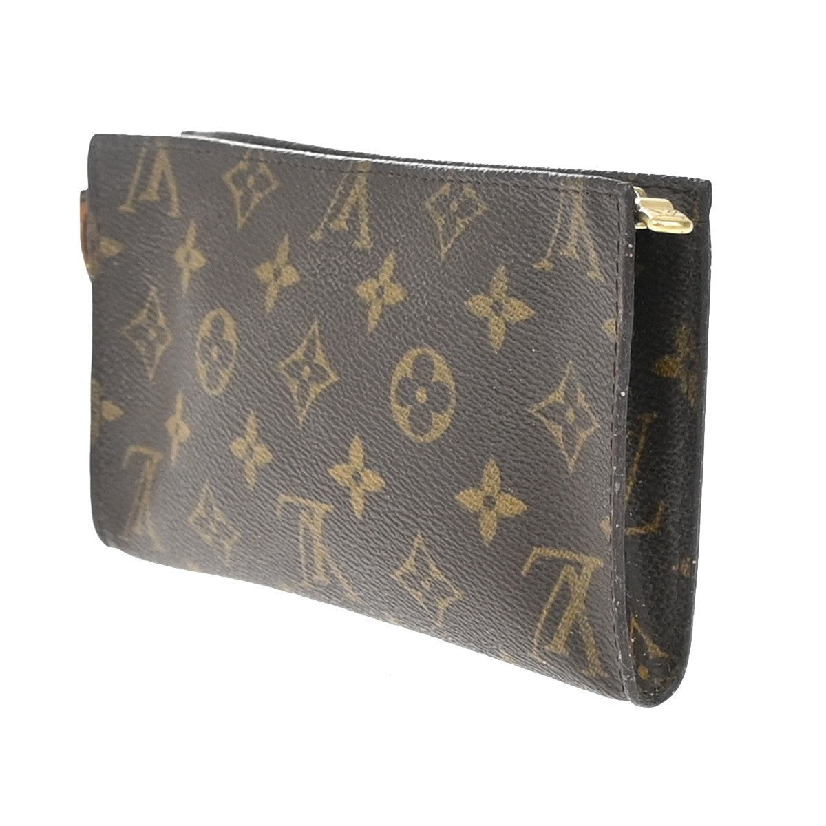 LOUIS VUITTON Logo BUCKET GM Pouch Bag Monogram Leather Brown France 04KP002
