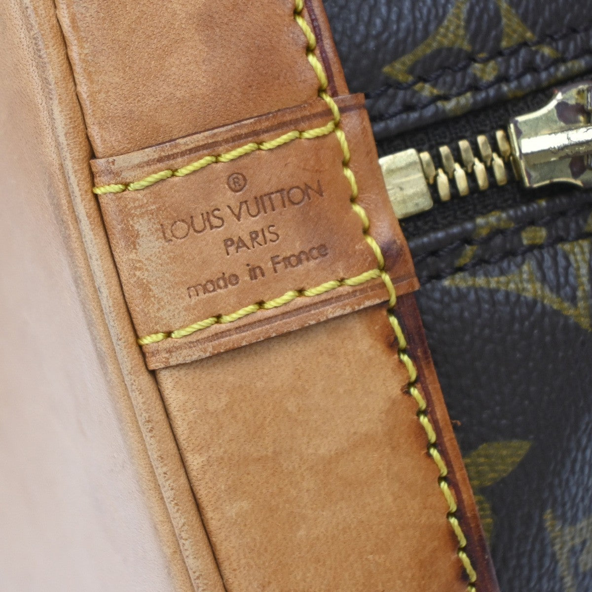 LOUIS VUITTON LV Logo Alma Hand Bag Monogram Leather Brown France M51130 82EG341