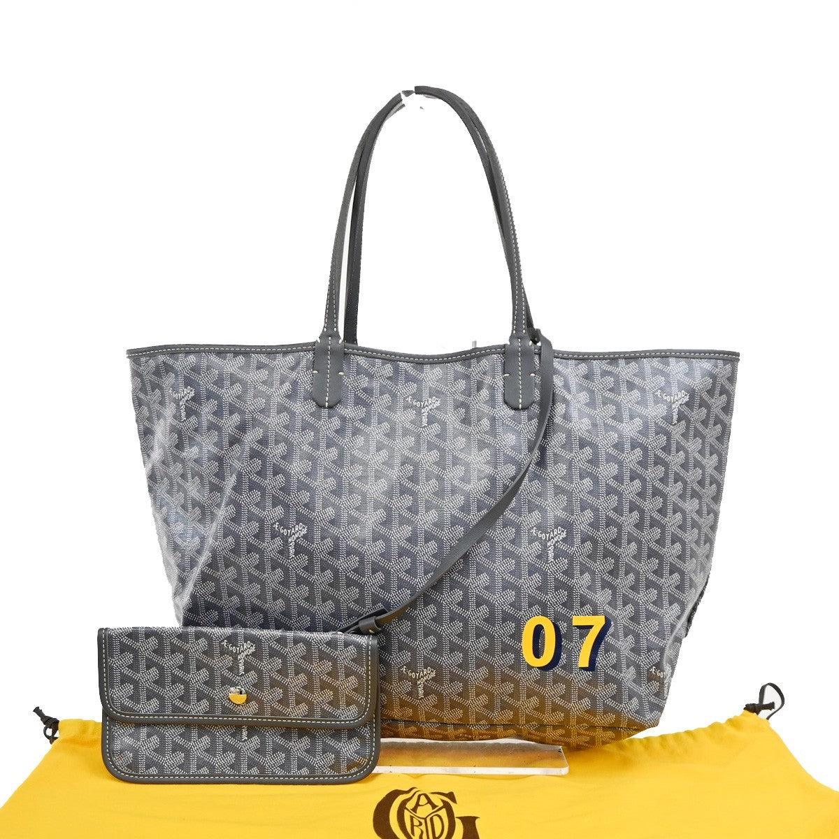GOYARD Saint Louis PM Marquage  Shoulder Tote Bag Pouch Gray Canvas 640RL920