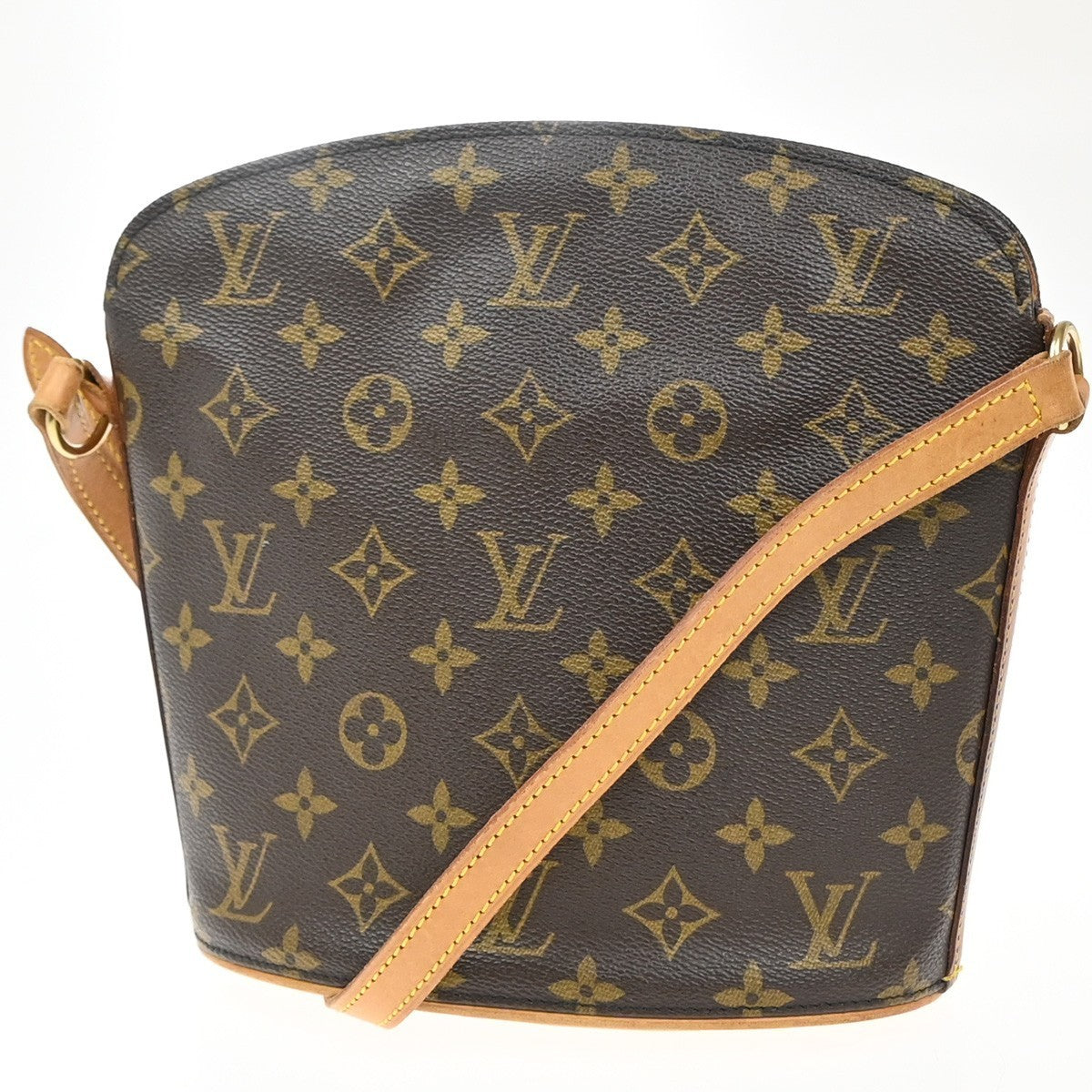LOUIS VUITTON Logo Drouot Shoulder Bag Monogram Leather Brown M51290 77KP305