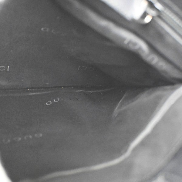 29.Live GUCCI Logo Crossbody Shoulder Bag Nylon Leather Black SHW Italy 05KC142