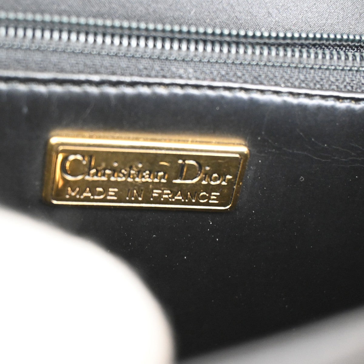 CHRISTIAN DIOR Logo Honeycomb Shoulder Bag PVC Leather Black GHW France 38KC673