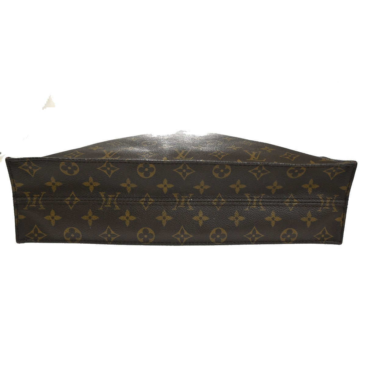 LOUIS VUITTON Logo Sac Plat Hand Tote Bag Monogram Leather Brown M51140 86KC402