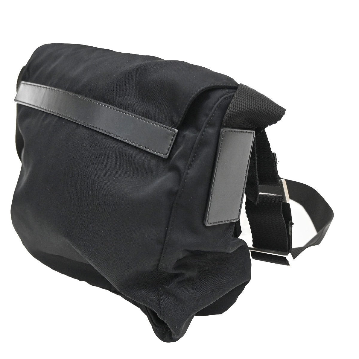 PRADA MILANO Logo Tessuto Prada  Shoulder Bag Nylon Leather Black Italy 35KB622