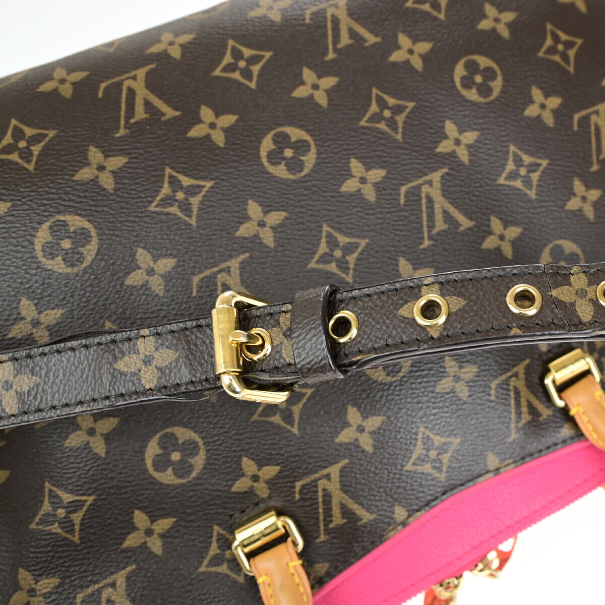LOUIS VUITTON Pallas 2Way Hand Bag Monogram Leather Brown Pink M41147 51RK715