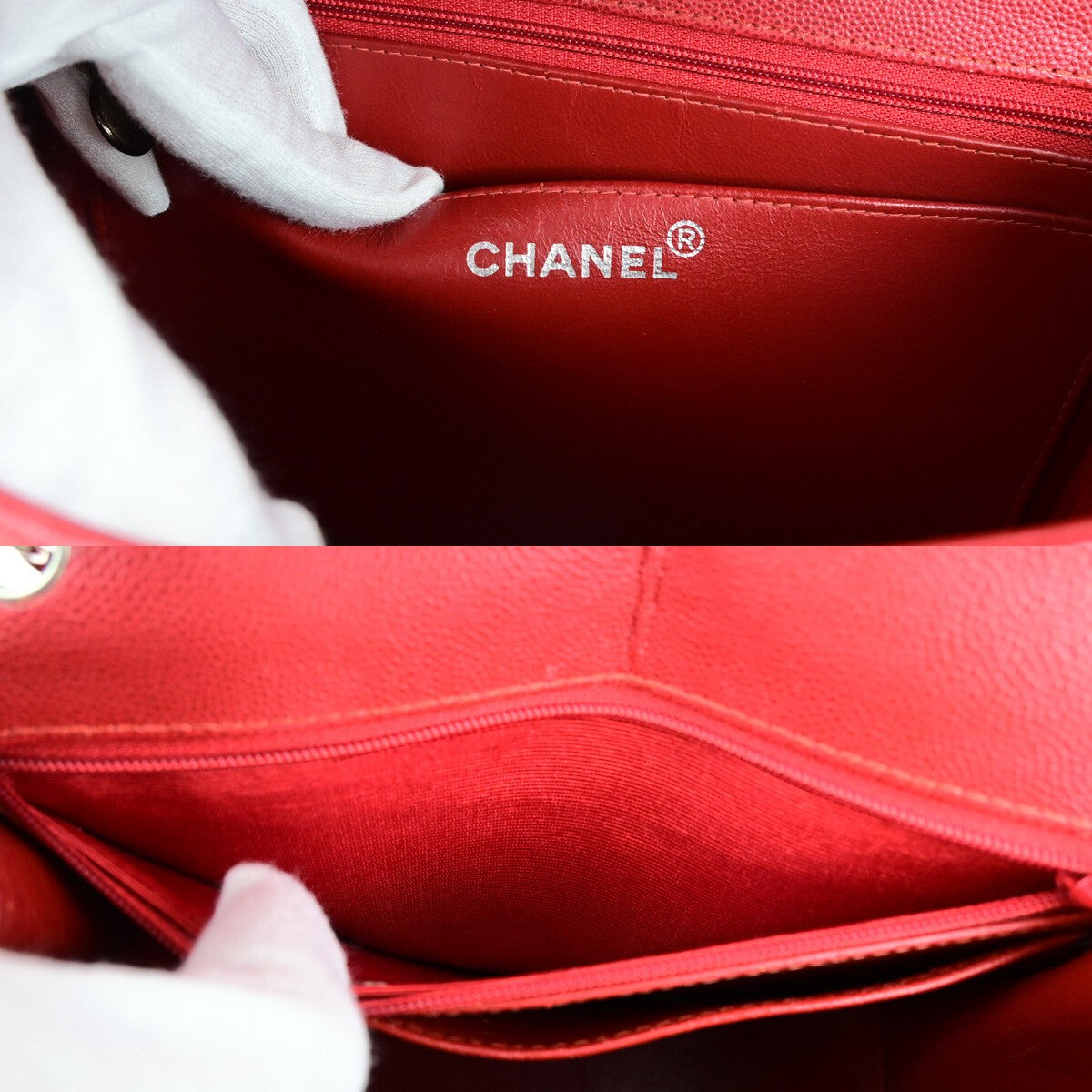 CHANEL CC Matelasse Hand Bag Grained Calfskin Leather Red SHW Vintage 626RK692