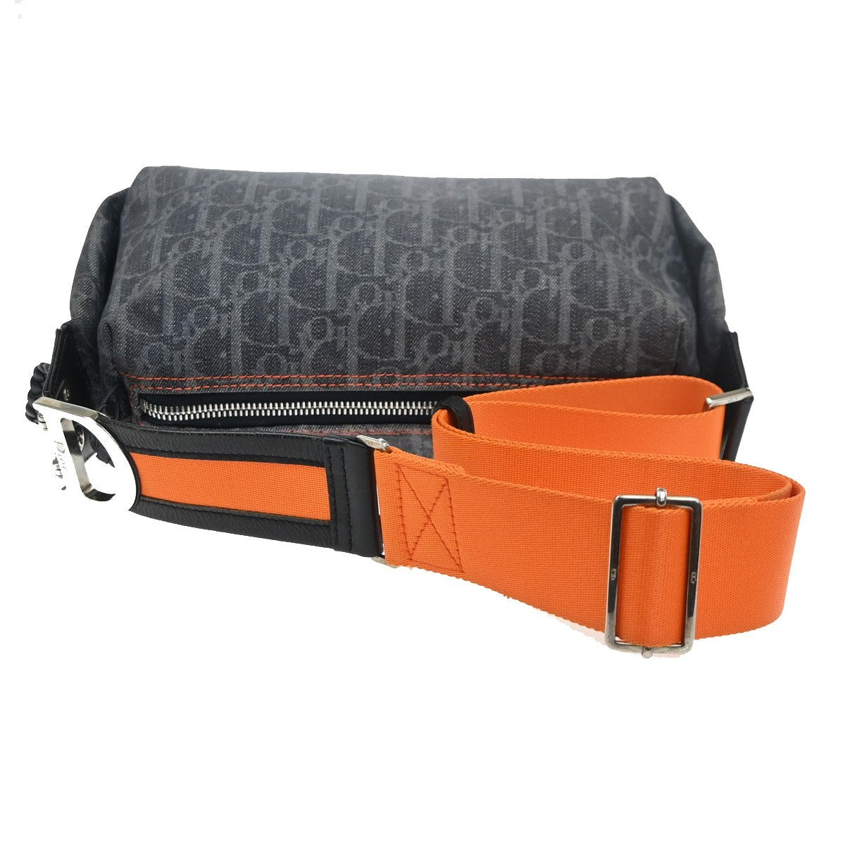 CHRISTIAN DIOR Trotter Flight Line Shoulder Bag Denim Canvas Leather BE 41RL890