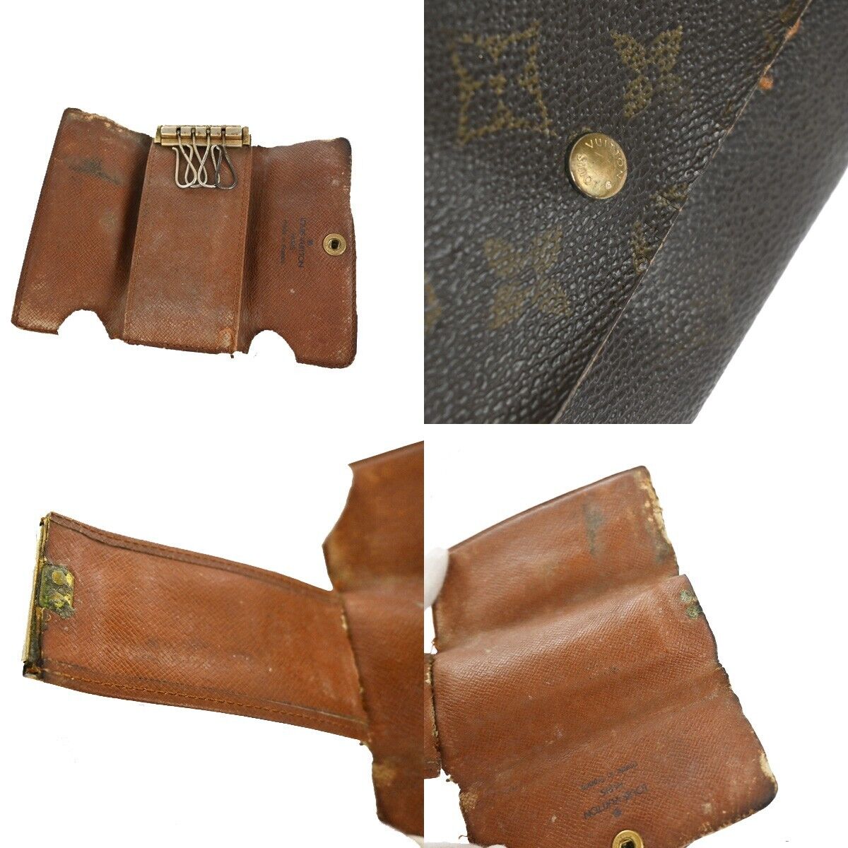 LOUIS VUITTON 3 Set Wallet 6Hooks Key Case Monogram Leather Brown 66YA836