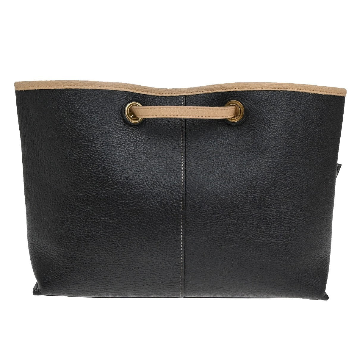 YVES SAINT LAURENT Neo Reversible Shoulder Bag Leather Beige Black 82EE333